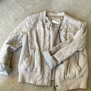 Anthro linen bomber jacket